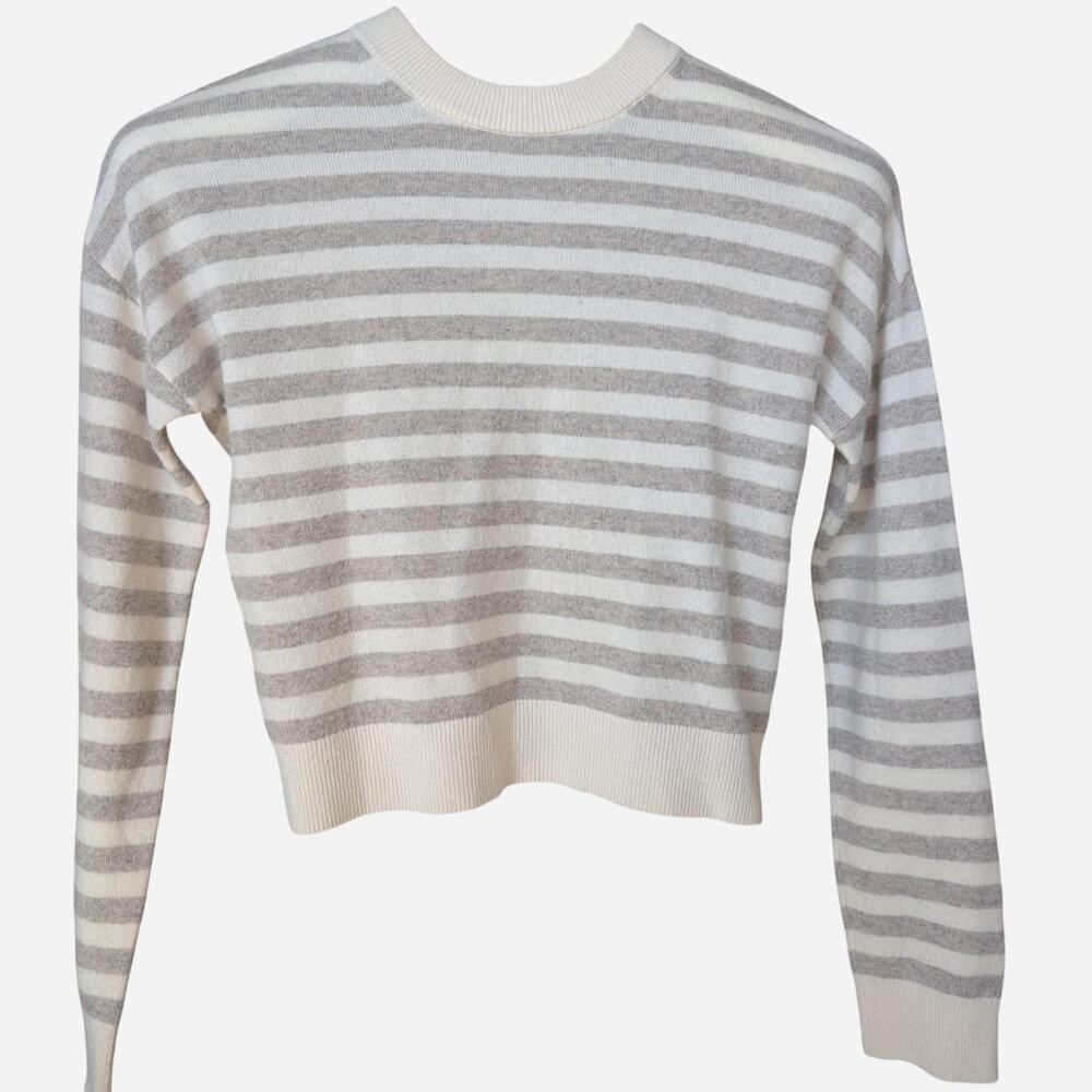 Abercrombie & Fitch Cream Oatmeal Striped 100% Cashmere Sweater Size XXS